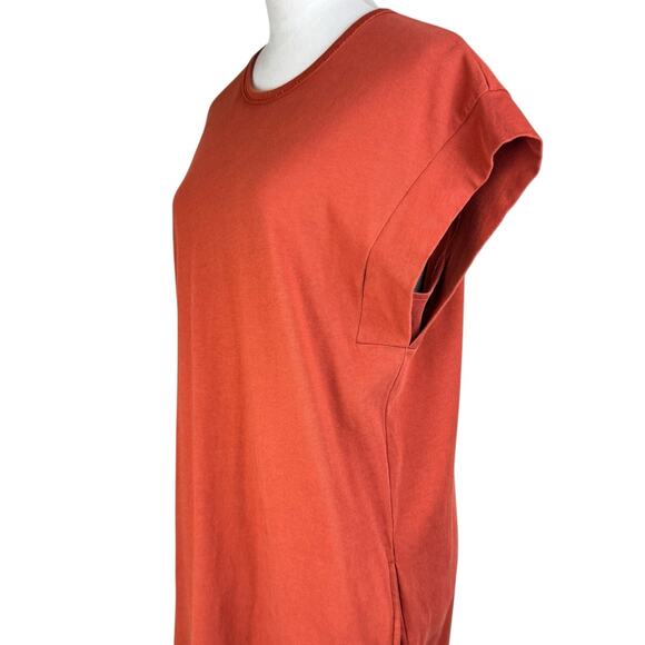 Rag & Bone S Ryder Muscle Rust Orange Cap Sleeve Unlined Shift Mini Dress Pocket - Picture 7 of 14